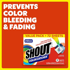 Shout Color Catcher Sheets for Laundry, Allow Mixed Washes, Prevents Color Runs and Maintains Original Clothing, 72 Count - Pack of 4 (288 Total Sheets)