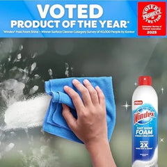 Windex Fast Shine Foam Glass Cleaner, No-Drip Windows, Doors, Mirrors & Countertops Aerosol Cleaning Spray, Streak-Free Shine, Removes Fingerprints, Dust, Dirt, Grime & More 19 oz (Pack of 1)