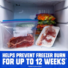 Ziploc Gallon Food Storage Freezer Bags, 132ct Total, Stand-Up Bottom, Easy to Fill, 66 Count, 2 Pack, 132 Total