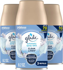 Glade Automatic Spray Air Freshener Refill, Scented Air Freshener for Home and Bathroom, Clean Linen, 6.2 Oz, 3 Count