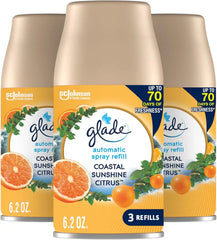 Glade Automatic Spray Refill, Air Freshener for Home and Bathroom, Coastal Sunshine Citrus, 6.2 Oz, 3 Count