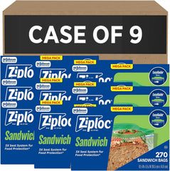 Ziploc Sandwich and Snack Bags, Easy Open and Close, Plastic Food Storage Bags, 270 Bags Total (Packaging May Vary), Pack of 9