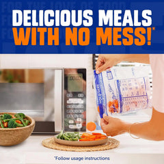 Ziploc Zip 'n Steam Food Storage Cartons for Meal Prep, Healthy Meals in Minutes, Microwave Safe, 10 Count (Pack of 12)