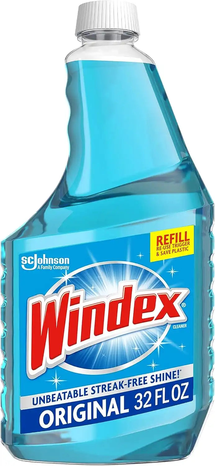 Windex Glass and Window Cleaner Spray Bottle, Bottle Made of 100% Recycled Plastic, Surface Cleaning Spray, Original Blue Scent, 32 Fl Oz