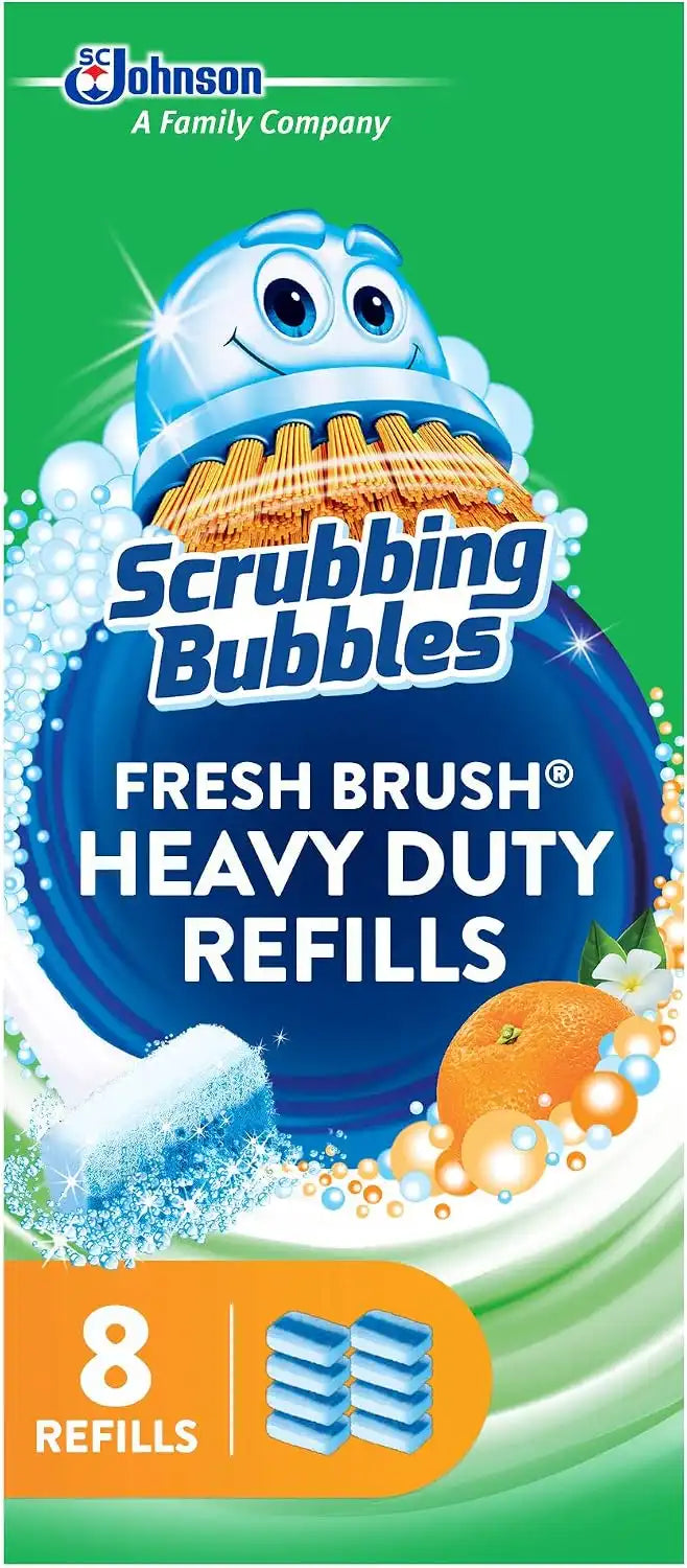 Scrubbing Bubbles Toilet Bowl Wand Cleaner Refills, Fresh Brush Heavy Duty Cleaner Toilet Refill Pads, Removes Limescale & Odors, Citrus Scent, 8 Count (Pack of 8)