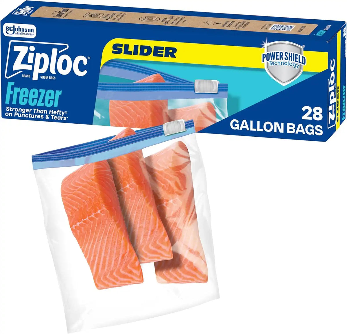 Ziploc Gallon Food Storage Freezer Slider Bags, Durable, 28 Count