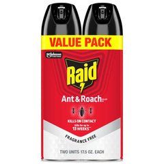 Raid Ant & Roach Killer 26, Fragrance Free Bug Killer for Home Use, Kills Bugs on Contact, 17.5 Oz, 2 Count
