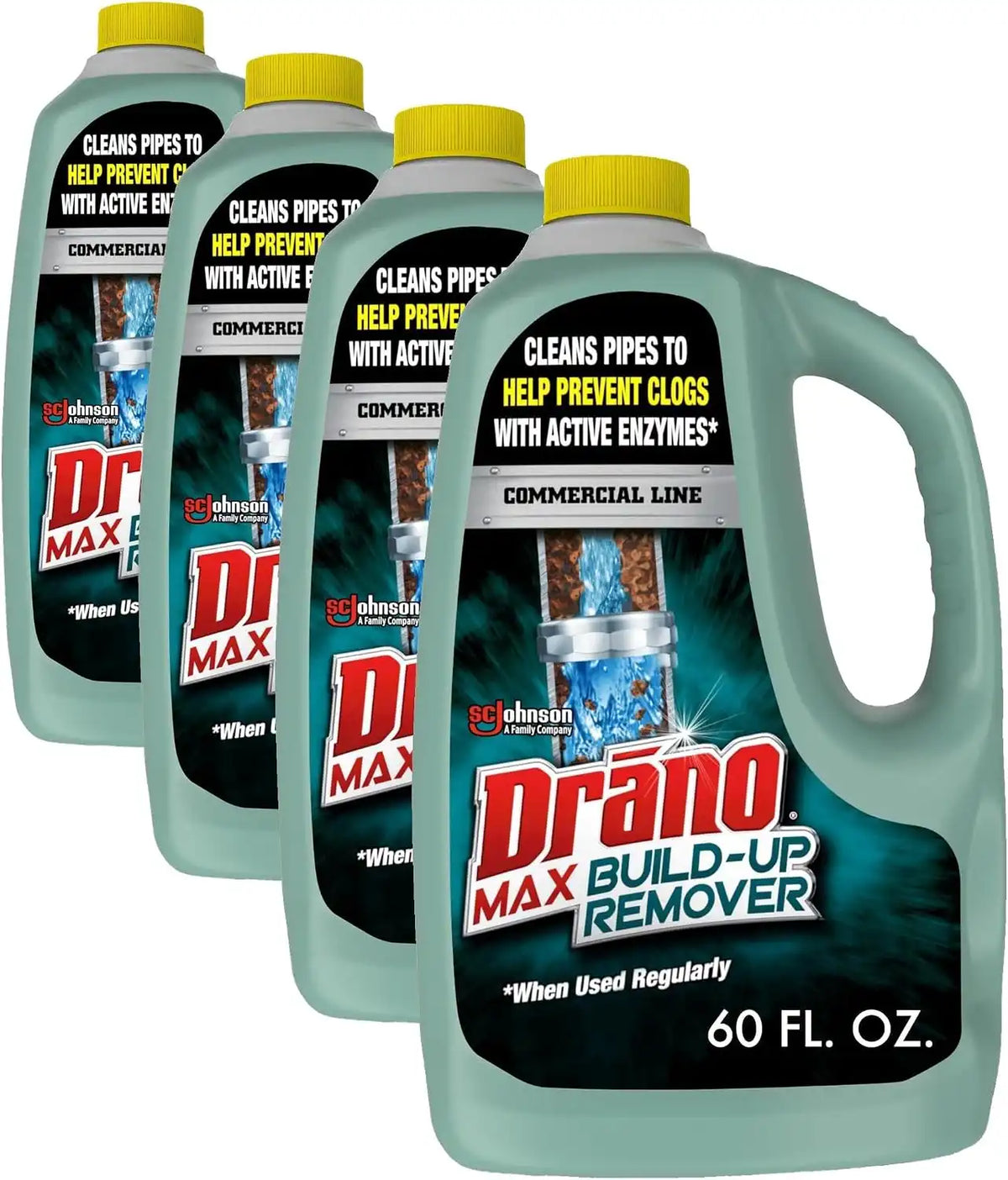 Drano Max Build Up Remover Drain Cleaner, Enzymes & Probiotics Prevents Clogs & Remove Odor-Causing Buildup, Safe for Septic, Toilets & Pipes in Bathroom Drains & Kitchen Sinks, Commercial Line, 60 oz