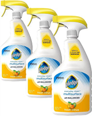 Pledge pH-Balanced Multisurface Cleaner Spray for Everyday Care, Fresh Citrus Scent, 25oz (Pack of 3)