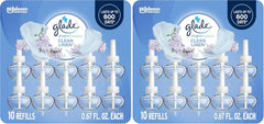 Glade PlugIns Refills Air Freshener, Scented and Essential Oils for Home and Bathroom, Clean Linen, 6.7 Fl Oz, 10 Count (Packaging May Vary) (Pack of 2)