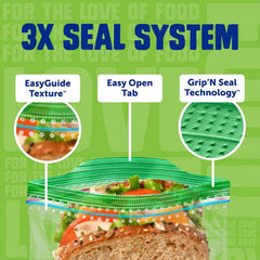 Ziploc Sandwich and Snack Bags, Easy Open and Close, Plastic Food Storage Bags, 105 Bags Total