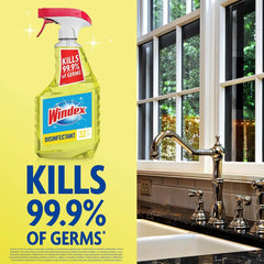 Windex Refill Multipurpose Disinfectant Cleaner Spray with Reusable Trigger, Bottle Made from 100% Recovered Coastal Plastic, Surface Cleaning Spray, Citrus Fresh Scent, 32 Fl Oz (Pack of 3)