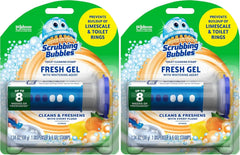 Scrubbing Bubbles Fresh Gel Toilet Bowl Cleaning Stamps, Helps Keep Toilet Clean and Helps Prevent Limescale & Rings, Citrus Scent, 1 Dispenser with 6 Fresh Gel Stamps (Pack of 2)