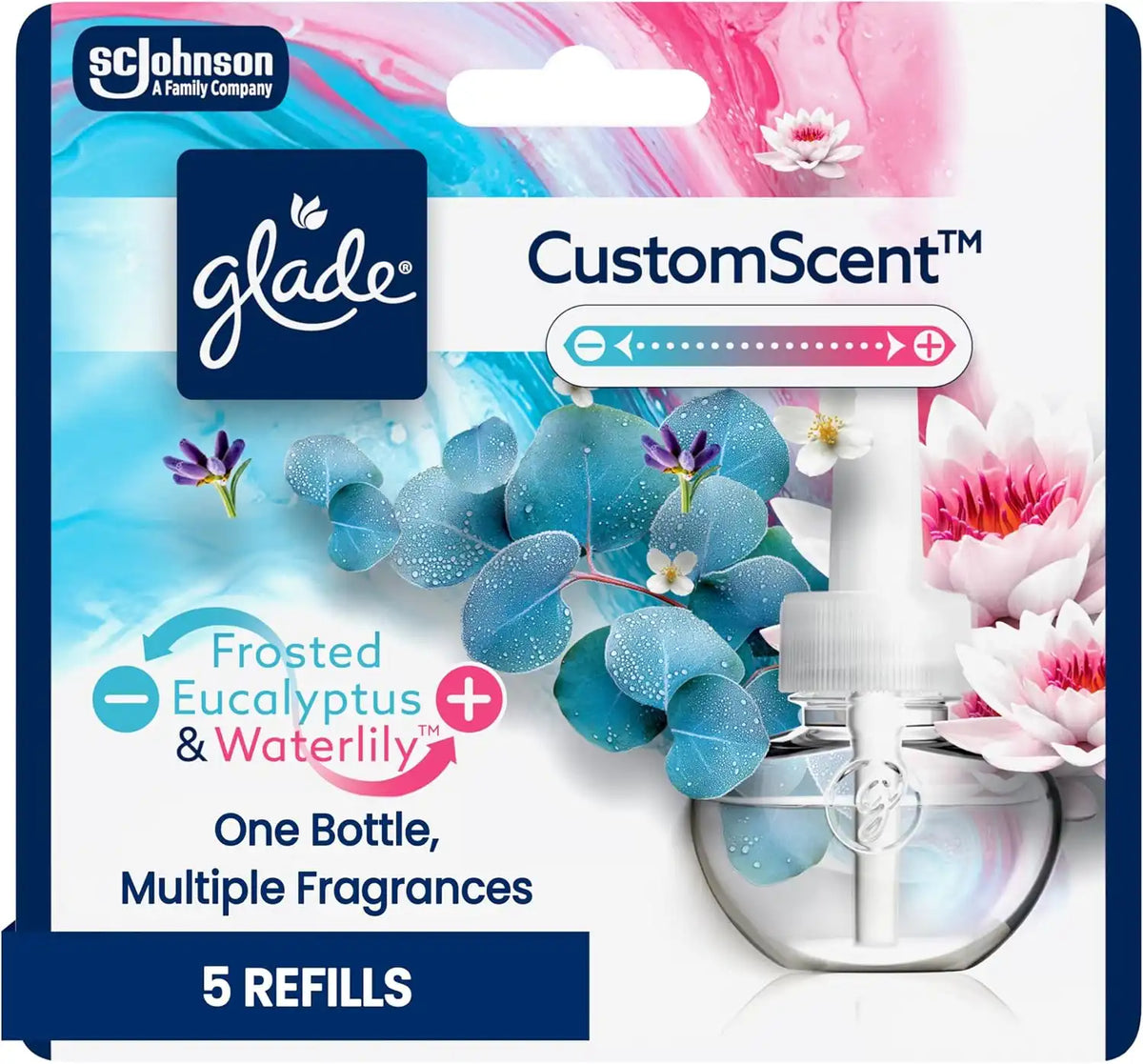 Glade PlugIns Refills with CustomScent Technology, Eucalyptus & Waterlily, 5 Refills