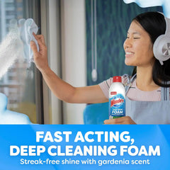 Windex Fast Shine Foam Glass Cleaner, No-Drip Windows, Doors, Mirrors, Countertops Aerosol Cleaning Spray, Streak-Free Shine, Removes Fingerprints, Dust, Dirt, Gardenia Scent, 19 oz (Pack of 6)
