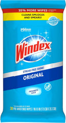Windex Wipes Glass Cleaning, Pre-Moistened Glass and Surface Wipes to Clean Home Surfaces, Household Essentials, Original Scent, 38 Count (Pack of 1)