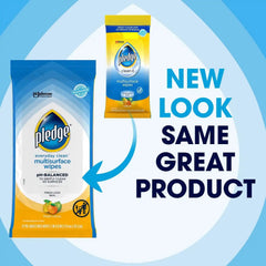 Pledge Multisurface Cleaning Wipes, pH Balanced, Fresh Citrus, 25 Count,White