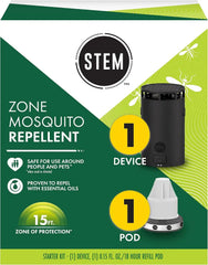 STEM Zone Mosquito Repellent Device, Easy-to-Use Outdoor Insect Protection with Proven Essential Oils, People and Pet Safe, Solar and USB-C Charger, Waterproof - 1.12 pounds