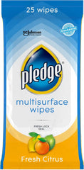 Pledge Multisurface Cleaning Wipes, pH Balanced, Fresh Citrus, 25 Count,White