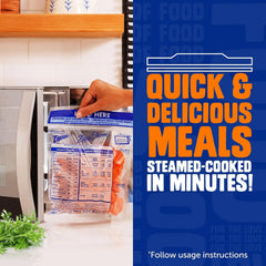 Ziploc Zip 'n Steam Food Storage Cartons for Meal Prep, Healthy Meals in Minutes, Microwave Safe, 10 Count (Pack of 12)