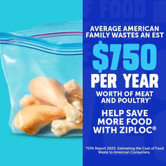 Ziploc Half Gallon Food Storage Freezer Bags, Easy Open and Close, 40 Bags Total