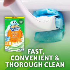 Scrubbing Bubbles Flushable Toilet Wand Refills, Fresh Brush Toilet Cleaner Refill Pads, Cleans Limescale & Fights Odors, Citrus Scent, 10 Count, Pack of 4