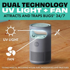 STEM Flying Insect Fan Trap for Indoor Bug Control, Attracts Mosquitoes, Fruit Flies, and House Flies, Plug-in Fan with UV Light, Starter Kit Includes 1 Device and 5 Glue Traps