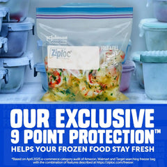 Ziploc Gallon Food Storage Freezer Bags, 132ct Total, Stand-Up Bottom, Easy to Fill, 66 Count, 2 Pack, 132 Total