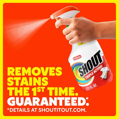 Shout Active Enzyme Laundry Stain Remover Spray, Triple-Acting Formula Clings, Penetrates, and Lifts 100+ Types of Everyday Stains - Prewash Spray 22oz