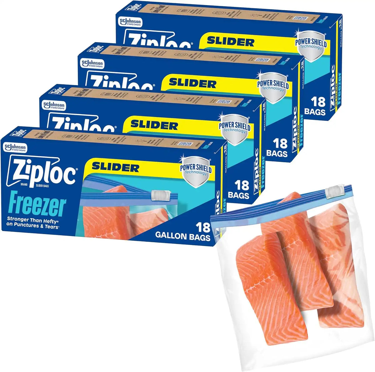Ziploc Food Storage Gallon Freezer Slider Bags, Durable, 72 Count