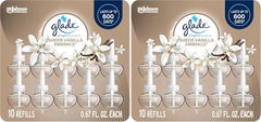 Glade PlugIns Refills Air Freshener, Sheer Vanilla Embrace, Scented and Essential Oils for Home and Bathroom, 0.67 Fl Oz,10 Count (Pack of 2)