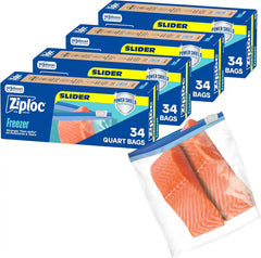 Ziploc Quart Food Storage Freezer Slider Bags, 136ct Total, Durable, 34 Count, 4 Pack